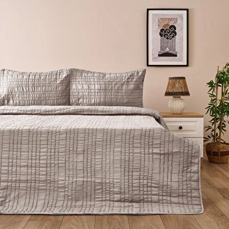 Soft Elit Çift Kişilik Yatak Örtüsü Seti - Gri - 200x230 cm