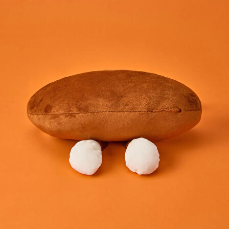 Soft Rugby Top Figürlü Yastık - Kahverengi - 35x20 cm