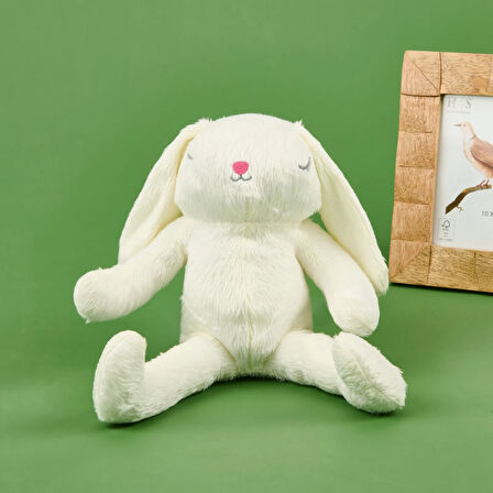 Soft Uyuyan Tavşan Figürlü Yastık - Beyaz - 20x35 cm