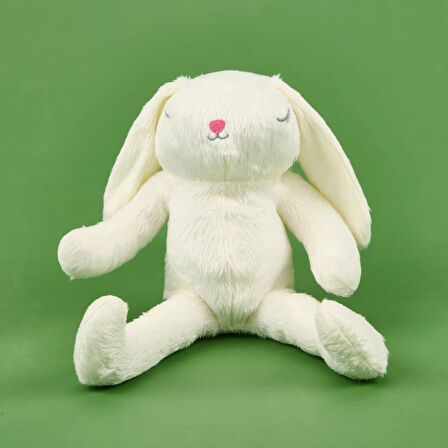 Soft Uyuyan Tavşan Figürlü Yastık - Beyaz - 20x35 cm