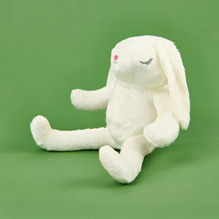 Soft Uyuyan Tavşan Figürlü Yastık - Beyaz - 20x35 cm