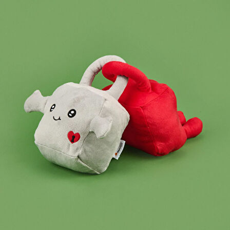 Soft Kilit Figürlü 2'li Yastık - Kırmızı / Gri