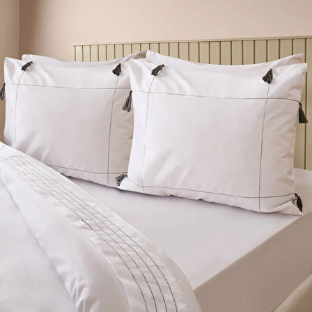 Soft Ethnic Çift Kişilik Nevresim Takımı - Beyaz