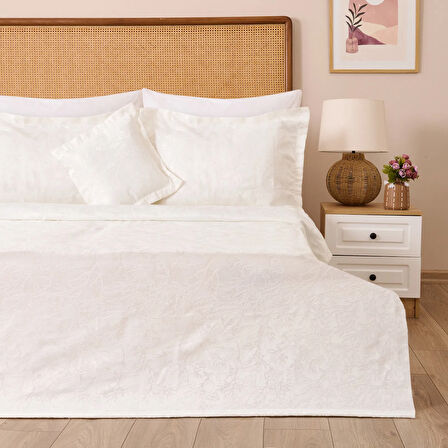 43173 Jakar Dokuma 4 Parça Yatak Örtüsü Seti - Krem