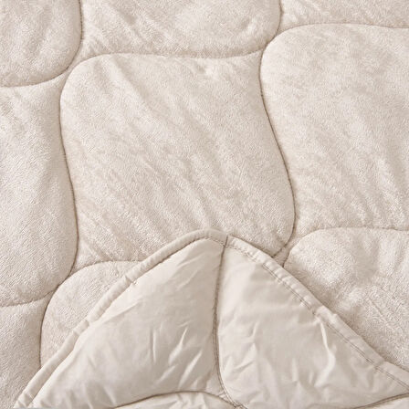 43182 Çift Kişilik Kadife Yorgan - Krem - 195x215 cm