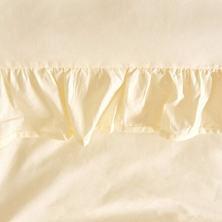 Soft Boho Fırfırlı Çift Kişilik Nevresim Takımı - Bej