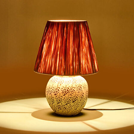 Light Holbeak Seramik Abajur - Bej - 35x35x25 cm