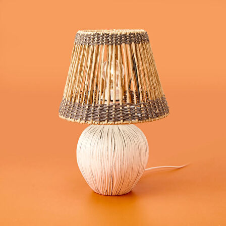 Light Dorian Eskitme Seramik Abajur - Krem - 40x40x25 cm