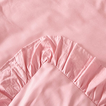 Soft Fırfırlı Çift Kişilik Nevresim Takımı - Pembe