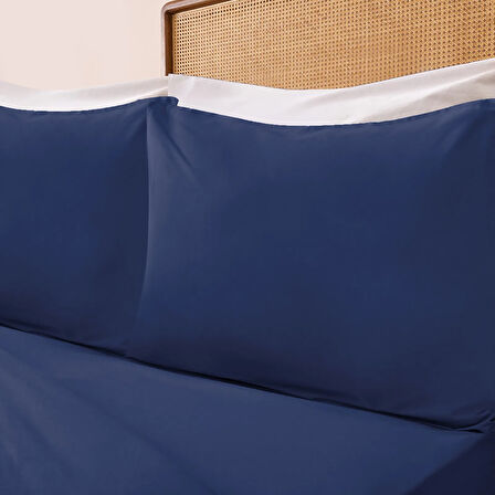 Soft Oxford Yastıklı Çift Kişilik Nevresim Takımı - Lacivert
