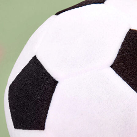 Soft Futbol Topu Figürlü Yastık - Siyah / Beyaz - 30x30 cm