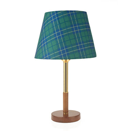 Lighting Ekose Desenli Abajur - Yeşil - 50 cm