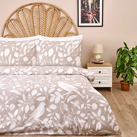 Soft Avis Çift Kişilik Nevresim Takımı - Ekru / Taş