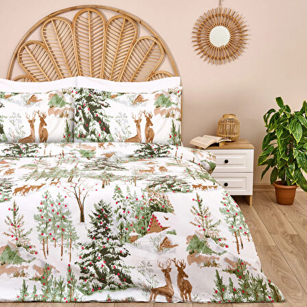 Soft Hardin Çift Kişilik Nevresim Takımı - Ekru / Yeşil