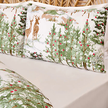 Soft Hardin Çift Kişilik Nevresim Takımı - Ekru / Yeşil