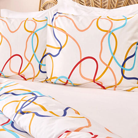 Soft Vonal Çift Kişilik Nevresim Takımı - Renkli