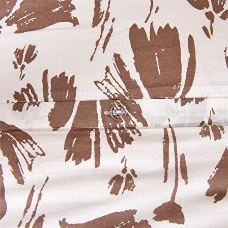 Soft Lily Çift Kişilik Nevresim Takımı - Ekru / Kahverengi