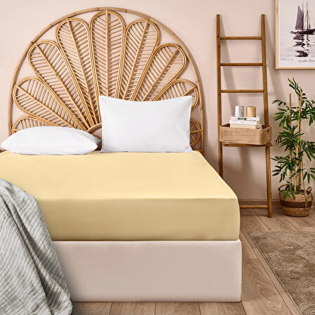 Soft King Size Lastikli Çarşaf - Açık Bej - 180x200 cm