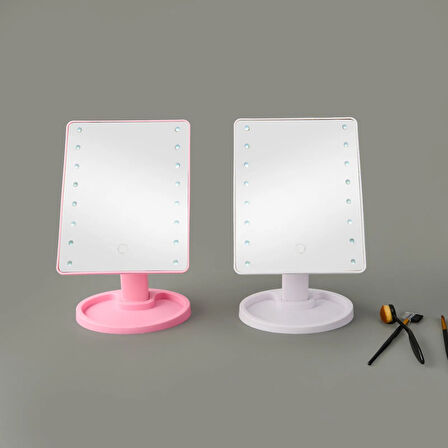 Ledli Masa Üstü Makyaj Aynası - Asorti - 27x17 cm