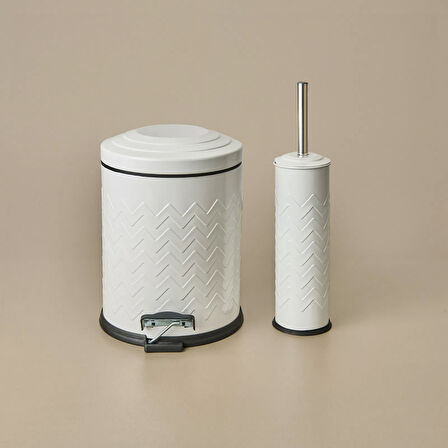 Bath Desenli 2'li Banyo Seti - Beyaz