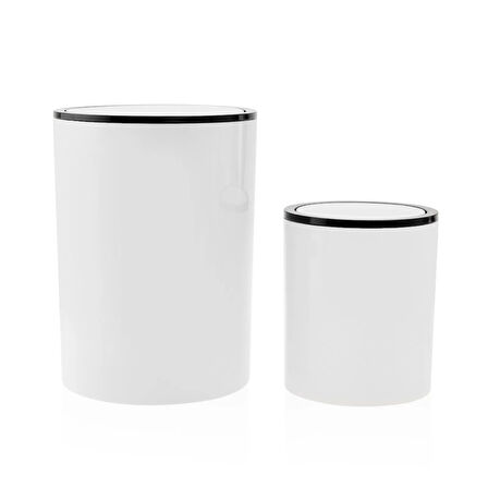 2'li Çöp Kovası Seti - Beyaz - 5 lt + 2 lt