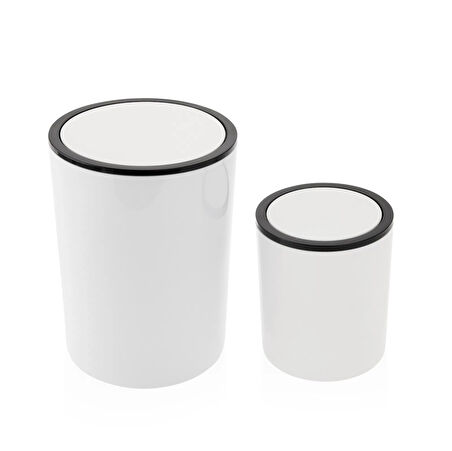2'li Çöp Kovası Seti - Beyaz - 5 lt + 2 lt