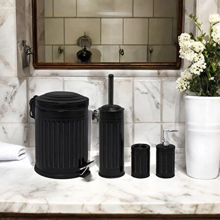 Bath Vintage 4'lü Banyo Seti - Siyah