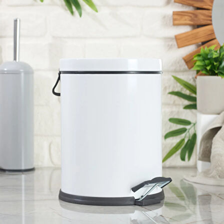Bath Pedallı Çöp Kovası - Beyaz - 5 lt