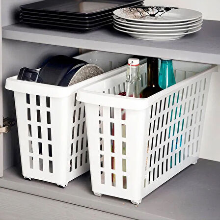 Plastik Maksi Dolap İçi Tekerlekli Düzenleyici - 13 lt