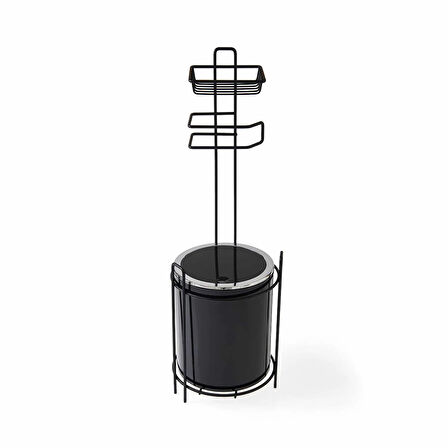 Yedekli Wc Kağıtlığı Ve Çöp Kovası - Siyah