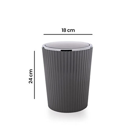 Nely Krom Kaplama Banyo Çöp Kovası - Gri - 6 lt