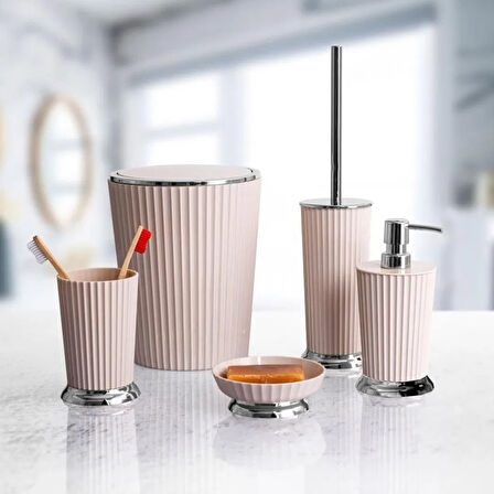 Nely Krom Kaplama Banyo Çöp Kovası - Bej - 6 lt