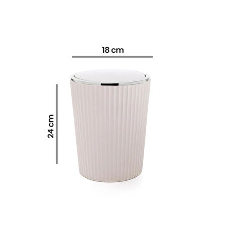 Nely Krom Kaplama Banyo Çöp Kovası - Bej - 6 lt