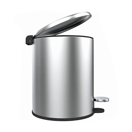 Cigo Paslanmaz Çelik Pedallı Banyo Çöp Kovası - Gri - 6 lt