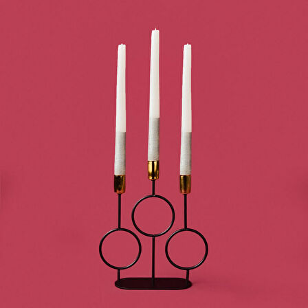 Deco Cerchio Şamdan - Siyah / Gold - 26 cm