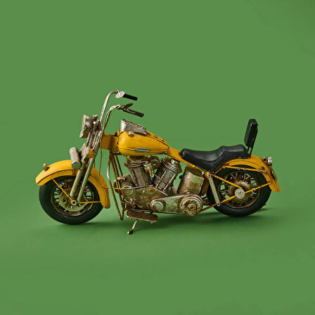 Home Dekoratif Metal Motosiklet - Sarı - 41x22 cm