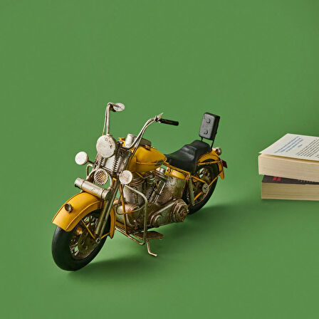 Home Dekoratif Metal Motosiklet - Sarı - 41x22 cm