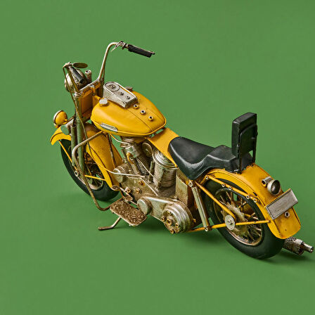 Home Dekoratif Metal Motosiklet - Sarı - 41x22 cm