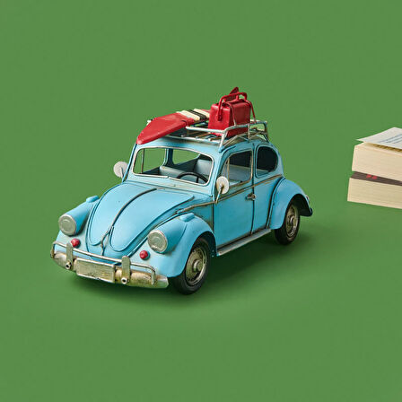 Home Dekoratif Metal Araba - Mavi - 32x14 cm