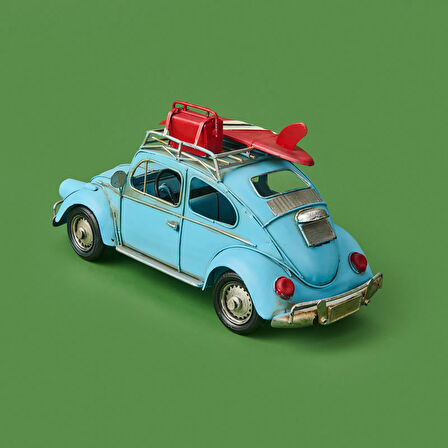 Home Dekoratif Metal Araba - Mavi - 32x14 cm