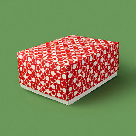 Deco Puantiyeli Hediye Kutusu - Kırmızı - 36x26x15 cm