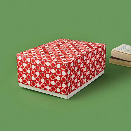 Deco Puantiyeli Hediye Kutusu - Kırmızı - 36x26x15 cm