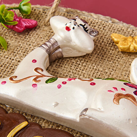 Dekoratif Welcome Cat Kapı Süsü - Renkli - 26x16 cm