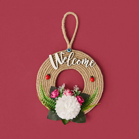 Dekoratif Welcome Ladybug Kapı Süsü - Renkli - 30 cm