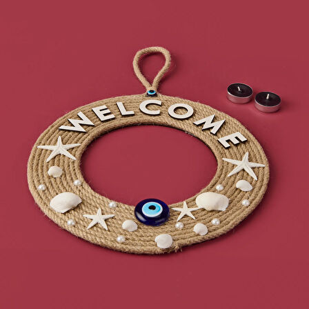 Dekoratif Welcome Shell Kapı Süsü - Renkli - 30 cm