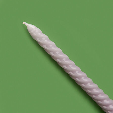 4'lü Burgulu Parlak Şamdan Mumu - Gri / Siyah - 25 cm