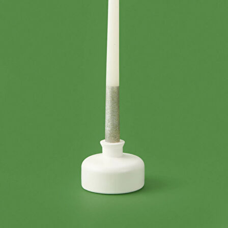 Deco Carly Şamdan - Beyaz - 7x9 cm