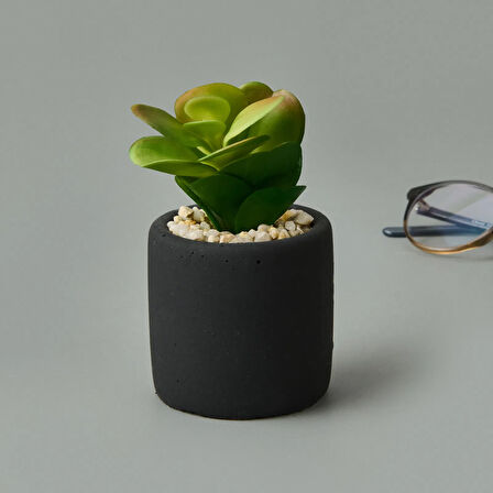 Mini Pot Sukulent - Siyah - 8x6x6 cm