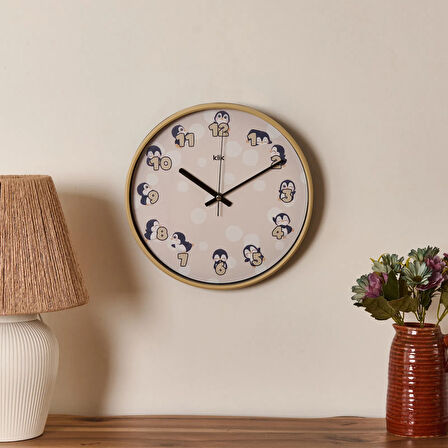 Slim Paytak Çocuk Odası Duvar Saati - Krem - 30 cm