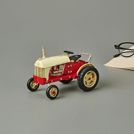 Home Dekoratif Traktör - Kırmızı - 16x11 cm